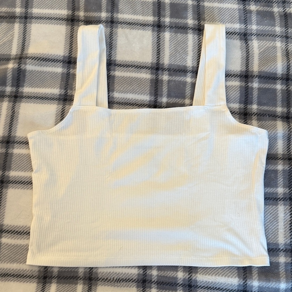 White Ribbed Women's Top